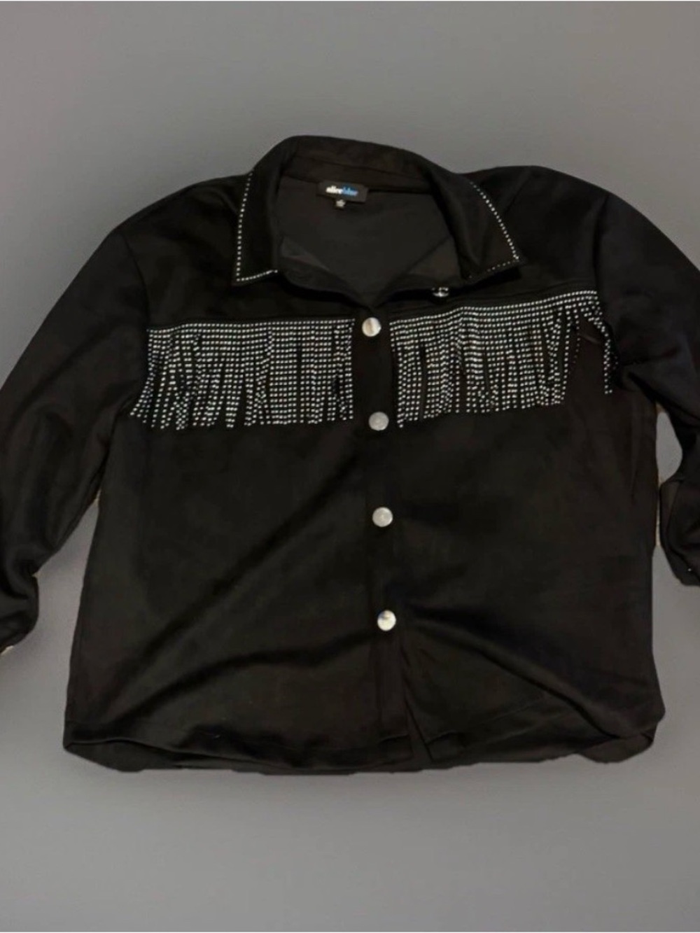 Alice Blue Black Rhinestone Fringe Shirt Jacket Plus Size 3X Western Concert